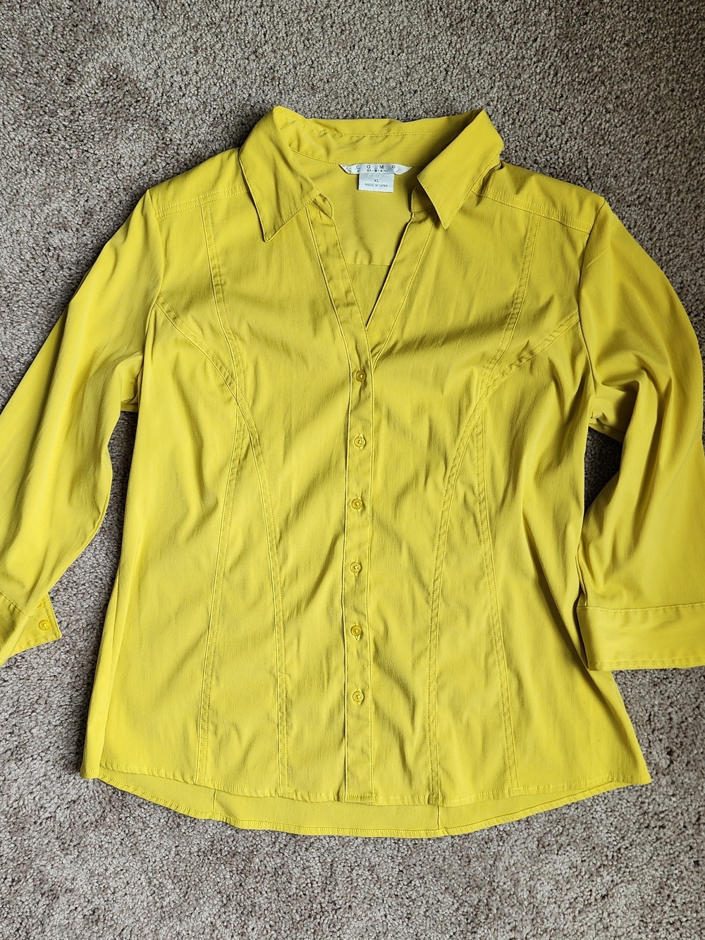 Button-Front Blouse - Yellow - Picture 11 of 13